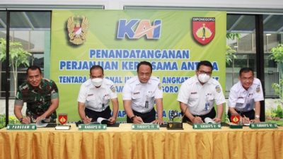 KAI – Kodam IV/Diponegoro Teken Kerjasama Amankan Aset PT KAI