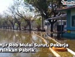 [Video] Banjir Rob Mulai Surut, Pekerja Bersihkan Pabrik