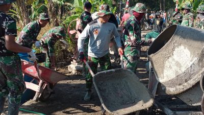 Kodim dan Warga Boyolali Gotong Royong Bangun Infrastruktur di TMMD Reg 114