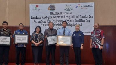 BPN Kendal Serahkan Sertifikat Asset BMN ke Pertamina EP Cepu Field