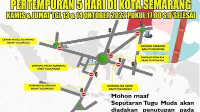 Pertempuran Lima Hari Semarang, Empat Ruas Jalan Menuju Tugu Muda Ditutup dan Dialihkan