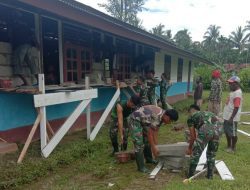 Satgas Yonif 405/SK Wujudkan Toleransi Beragama Melalui Renovasi Gereja