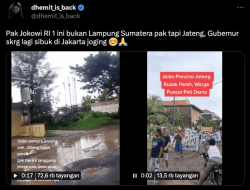 Netizen Sambat ke Jokowi Jalanan Jawa Tengah Rusak, Ganjar Malah Sibuk Jogging di Daerah Lain