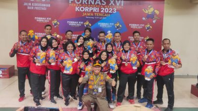 Tim Bulu Tangkis Putri Jateng Sukses Raih Emas di PORNAS XVI KORPRI 2023