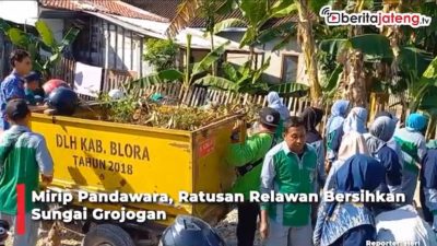 Video Ratusan Relawan Bersihkan Sungai Grojogan, Terinspirasi Pandawara?
