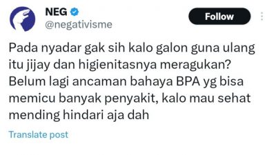 Viral Galon Isi Ulang Bisa Picu Banyak Penyakit, Ini Kata Ahli Kesehatan Masyarakat