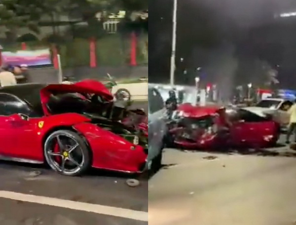 kecelakaan ferrari merah