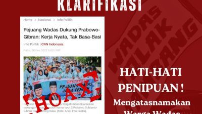 Bantah dan Klaim Hoaks Kabar Dukungan Terhadap Prabowo-Gibran, Wadas Melawan: Tidak Dukung Capres Manapun