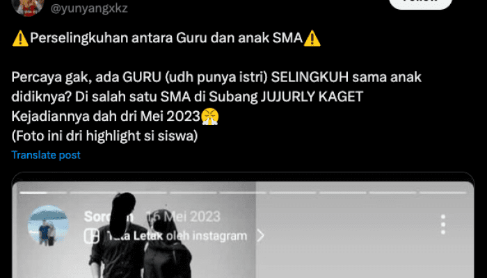 Viral Guru Olahraga Beristri Lulusan S2 Selingkuh dengan Murid Kelas 12 SMA, Umbar Mesra di IG!