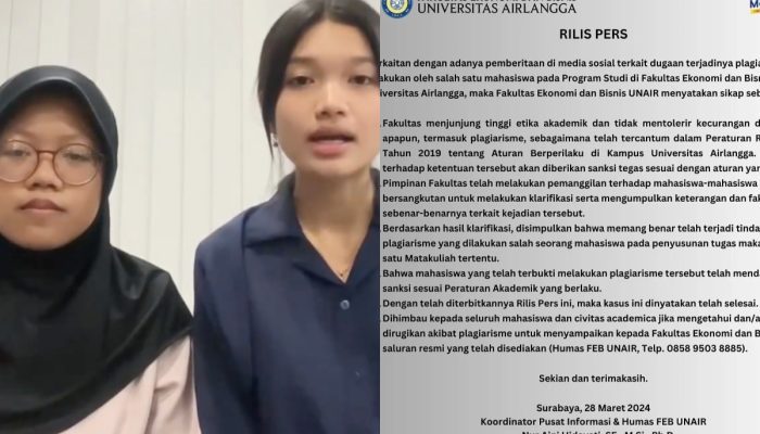 FEB UNAIR Buka Suara Soal Plagiasi Tugas oleh Safrina Putri, Netizen Emosi karena Korban?