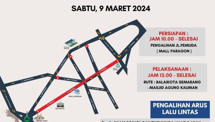 Info Rute dan Pengalihan Arus Lalu Lintas Saat Prosesi Kirab Dugderan Kota Semarang