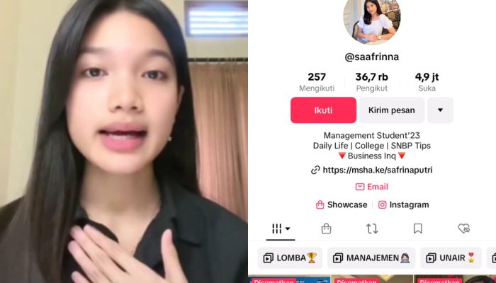Sosok Safrina Putri Indira, TikToker Sekaligus Mahasiswi yang Viral Karena Plagiasi Tugas