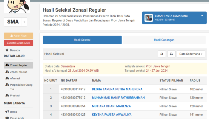 Sudah Keluar, Ini Cara Cek Peringkat Hasil Seleksi PPDB Jawa Tengah 2024 SMA/SMK, Namamu Ada?