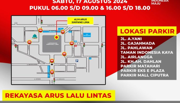 Ada Upacara HUT Kemerdekaan ke-79 RI, Lalu Lintas di Seputaran Simpanglima Dialihkan