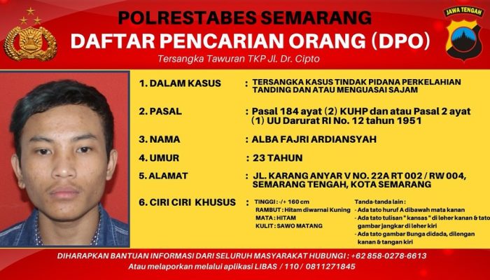 Alba Fajri DPO Gangster Duel Sajam di Semarang Masih Buron, Polisi Terapkan Strategi Anyar