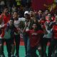 Foto: Selebrasi tim bulutangkis Jawa Tengah usai mengawinkan dua medali emas di kategori beregu. (KONI Jawa Tengah)