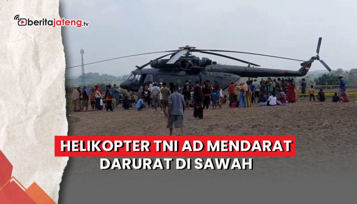 Video Helikopter TNI AD Mendarat Darurat di Sawah