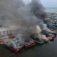 Kebakaran di Pelabuhan Panjang Wetan di Pekalongan, Jawa Tengah. (ant)
