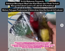 PMT Semarang | Video viral warga mengkritik makanan tambahan dari Posyandu yang ada di Semarang. (Instagram/@infokejadian_genuk)