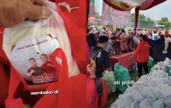 Video beredar soal sembako bergambar Andika-Hendi untuk serangan fajar. (TikTok)