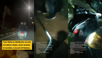 Viral Pemobil Terjang Pemotor Bawa Sajam di Bawen Semarang, 3 Pria Kabur Tinggalkan Motor & Senjata