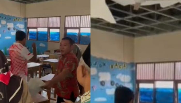 Atap Plafon Ruang Kelas SMPN 2 Tunjungan Blora Ambrol Timpa Siswa, 1 Orang Luka