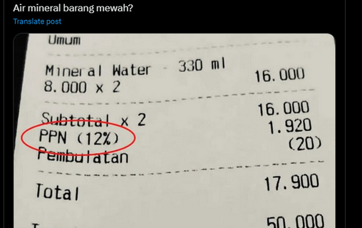 Viral Air Mineral Kena PPN 12 Persen, Netizen: Air Barang Mewah?