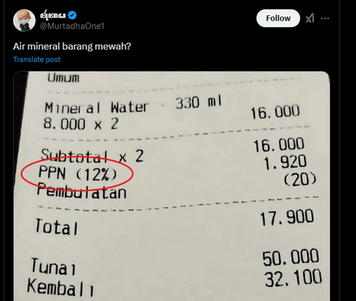 air mineral ppn 12 persen