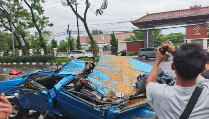 Hujan Angin, Pohon Tumbang di Ngaliyan Semarang Timpa Mobil Keluarga Tiga Anak Hingga Ringsek
