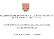 Dinas Perdagangan Kota Semarang Buka Seleksi Pengelolaan Lahan Parkir Pasar
