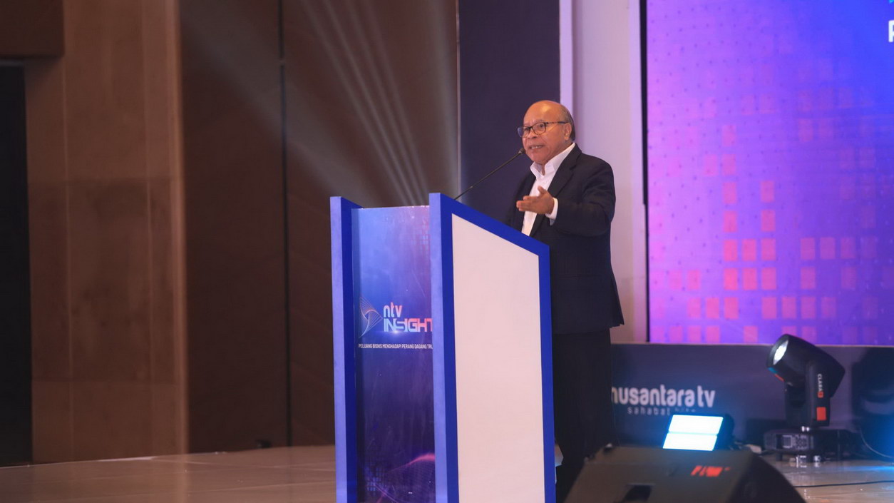 Presiden Direktur Nusantara TV, Don Bosco Selamun dalam Forum bisnis NTV Insight yang digelar di Ballroom NT Tower, Jakarta, Rabu, 30 April 2025. (NTV)