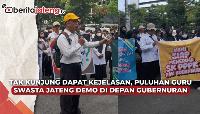 Video Tak Kunjung Dapat Kejelasan, Puluhan Guru Swasta Jateng Demo di Gedung Berlian
