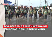 doa bersama warga NU Demak di lokasi rob