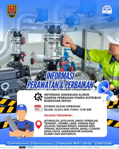 PDAM Tirta Moedal Perbaiki Pompa Distribusi Reservoir Kepoh, Ini Daftar Wilayah Terdampak