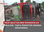 truk muat rongsokan timpa pemotor hingga tewas