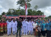 HUT ke-80 RI, Satgas Pamtas RI-PNG Gelar Upacara Bersama Warga Distrik Meyado Papua Barat