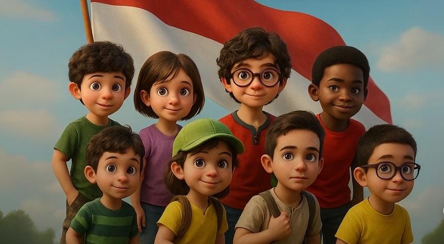 Poster film animasi Merah Putih One For All