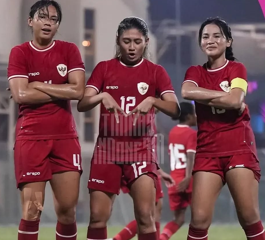Selebrasi Gol Timnas Indonesia Garuda Pertiwi ketika menang melawan Bahrain 3:0