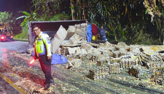 Kronologi Truk Pengangkut Telur Terguling di Jalan Lingkar Selatan Salatiga, Puluhan Ribu Butir Pecah