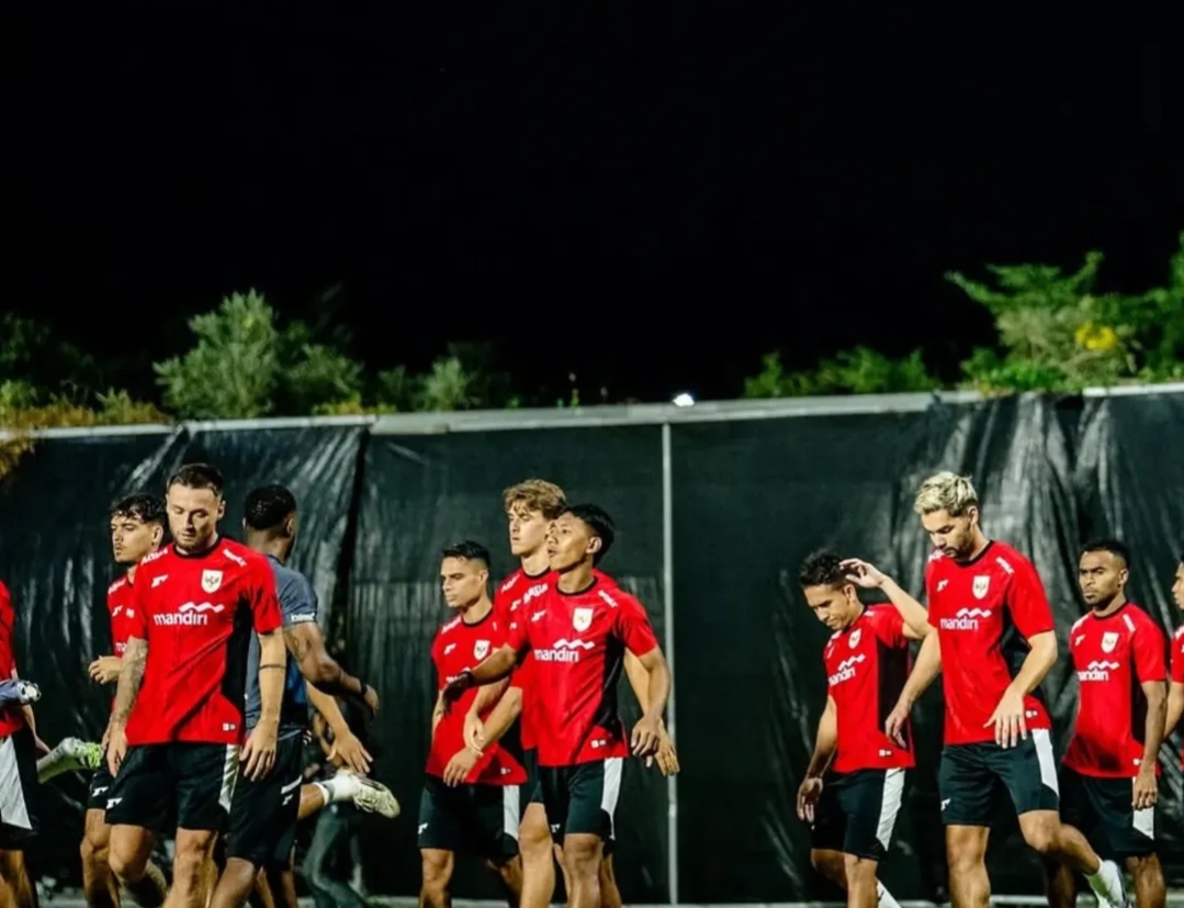Momen pemain timnas Indonesia sedang menggelar latihan
