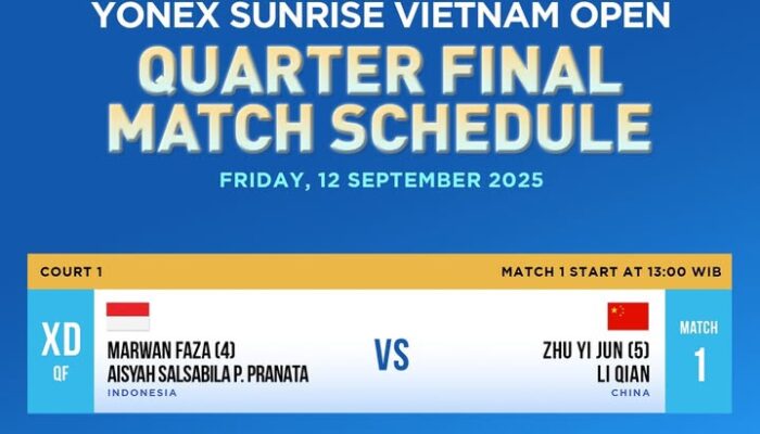 Perjuangan Marwan/Aisyah, Satu-satunya Harapan Tunggal Indonesia di Perempat Final Vietnam Open 2025