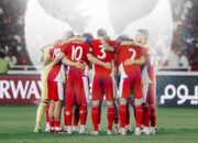 Momen pemain timnas Indonesia ketika berdoa sebelum pertandingan kualifikasi piala dunia 2026
