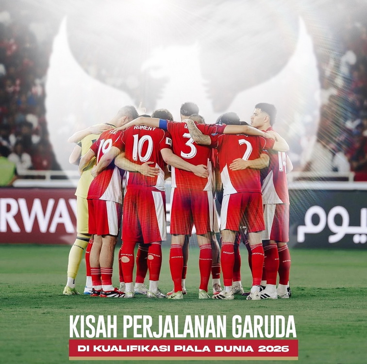 Momen pemain timnas Indonesia ketika berdoa sebelum pertandingan kualifikasi piala dunia 2026