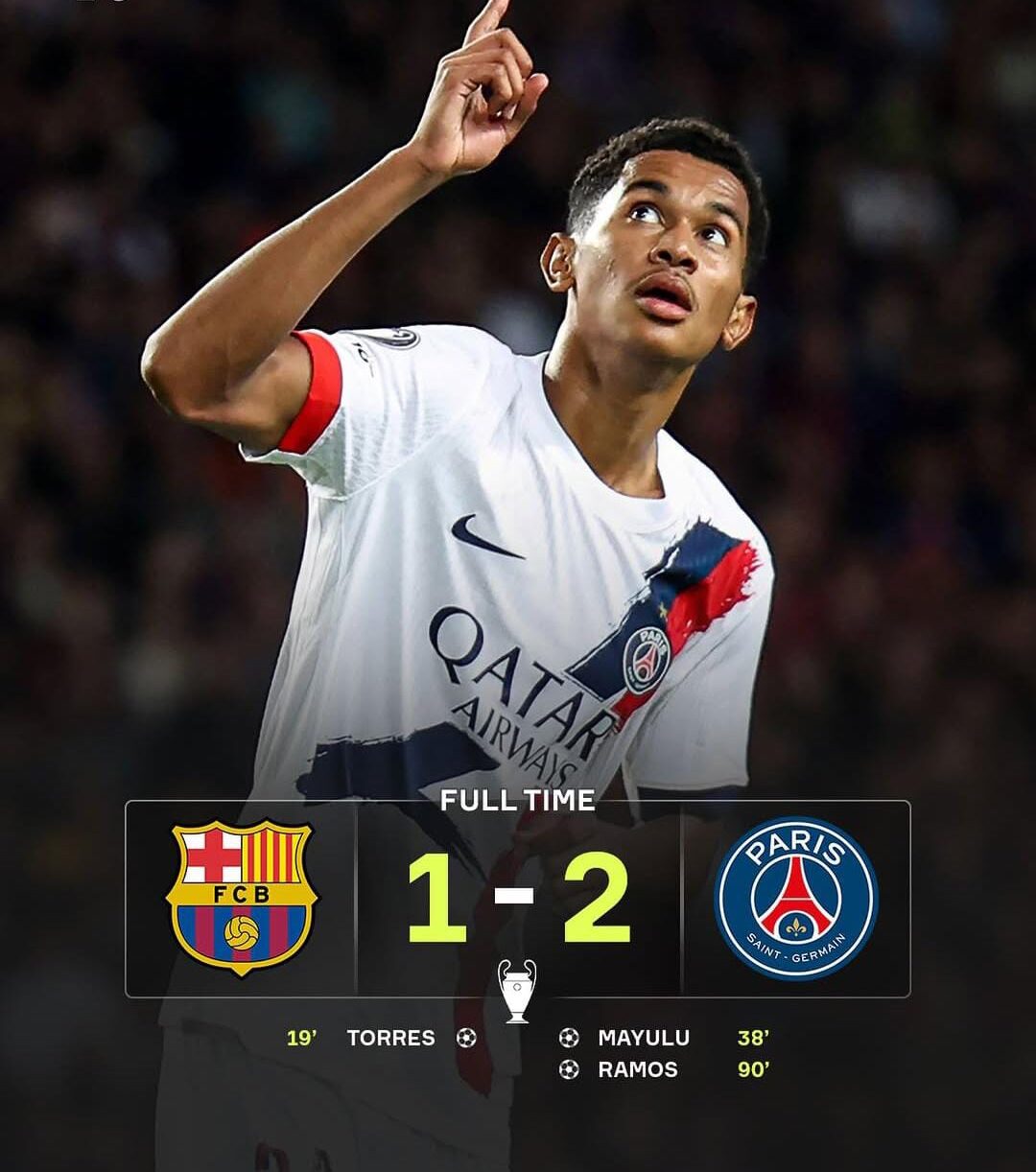 gambar poster pertandingan Liga Champion Barcelona vs PSG