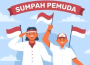 Ilustrasi Dua Anak Memegang Bendera Merah Putih