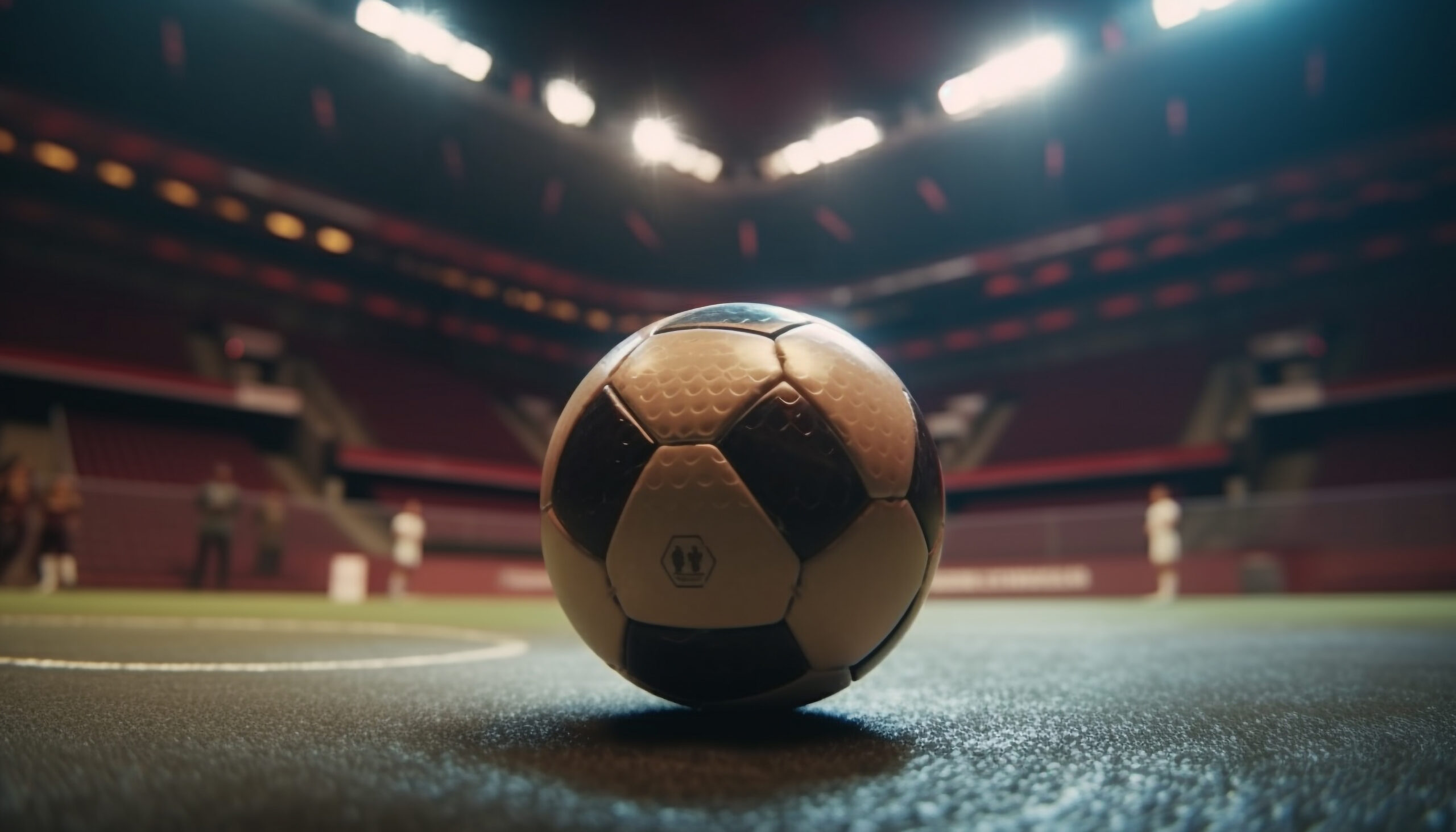 gambar bola di dalam lapangan sepak bola