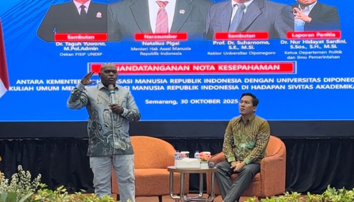 Bangun Pusat Studi HAM di Undip, Menteri Pigai: Fisip Pusatnya Mahasiswa Calon Pejabat