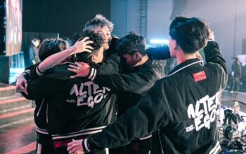 selebrasi pemain Alter Ego vs Evos ketika menang pada laga final lower bracket