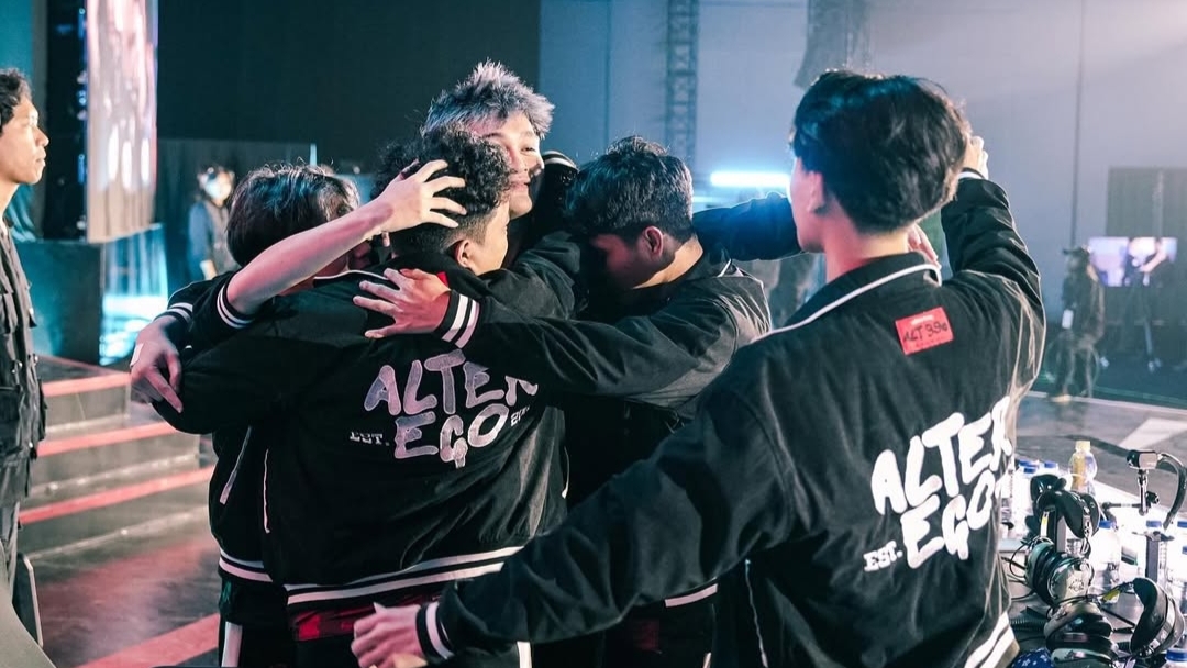 selebrasi pemain Alter Ego vs Evos ketika menang pada laga final lower bracket