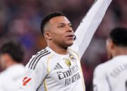 Selebrasi Kilyan Mbappe saat mencetak gol di Real Madrid